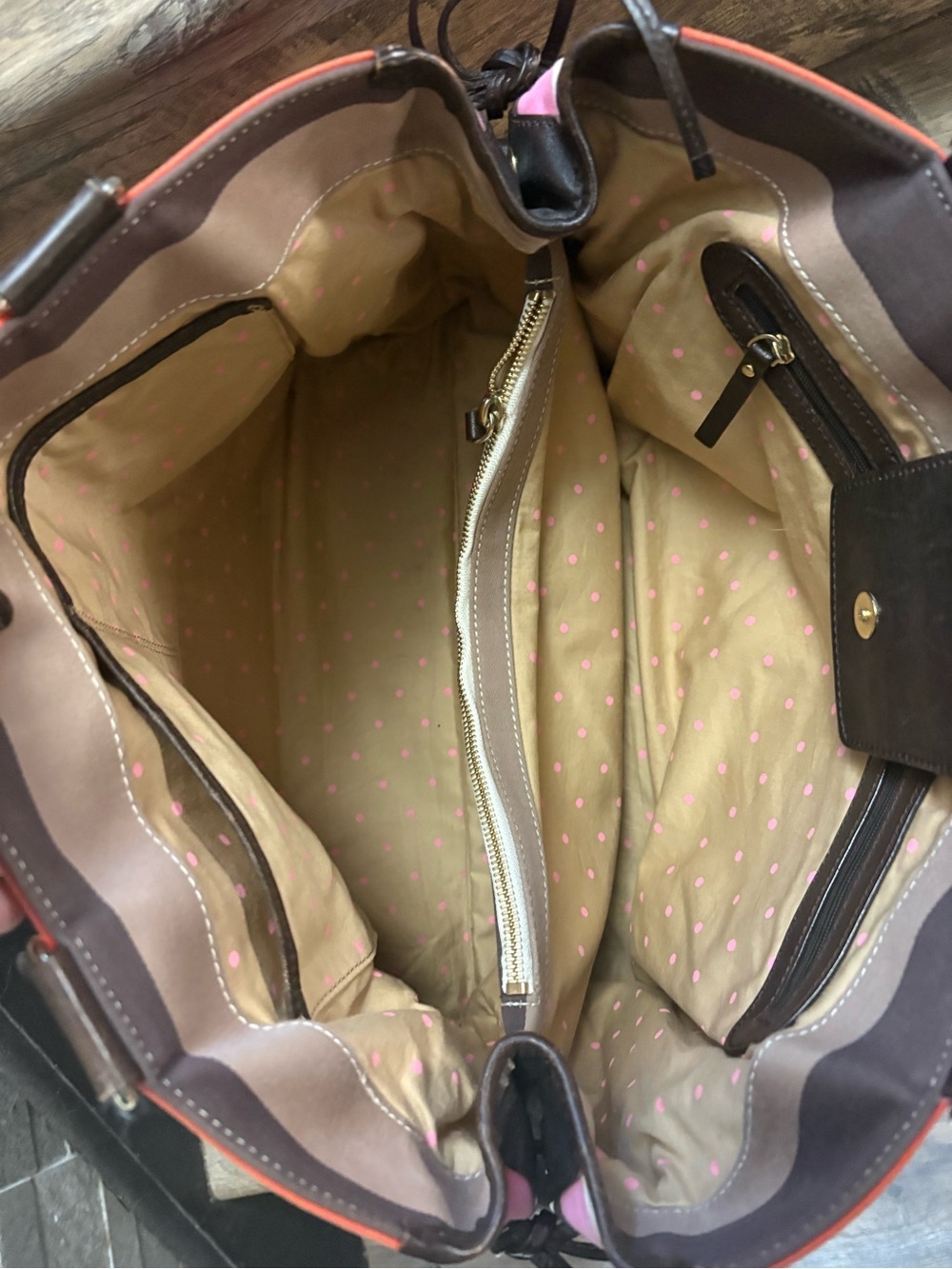kate spade Striped Tote in Brown, Pink & Red - Picture 6 of 8
